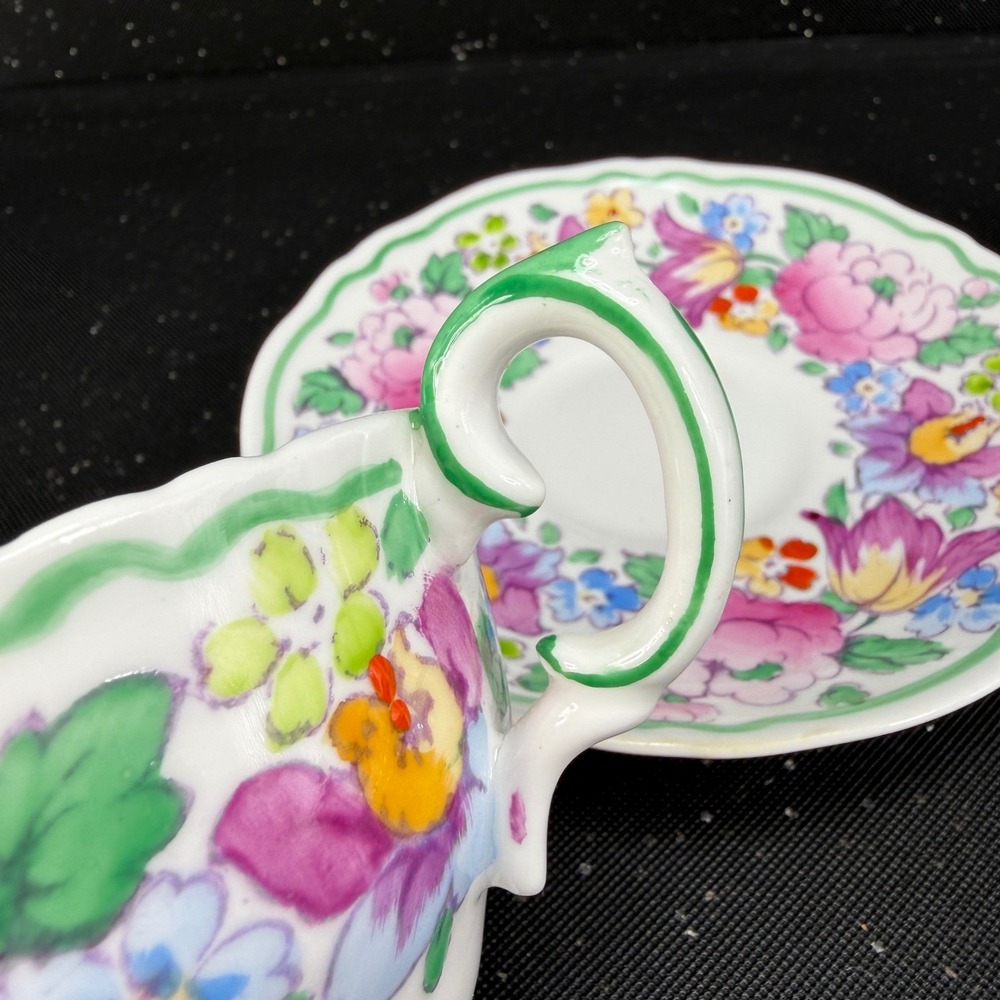 Crown Staffordshire Floral Tea Cup Saucer Set England 15227 Fine Bone China - Picture 10 of 13